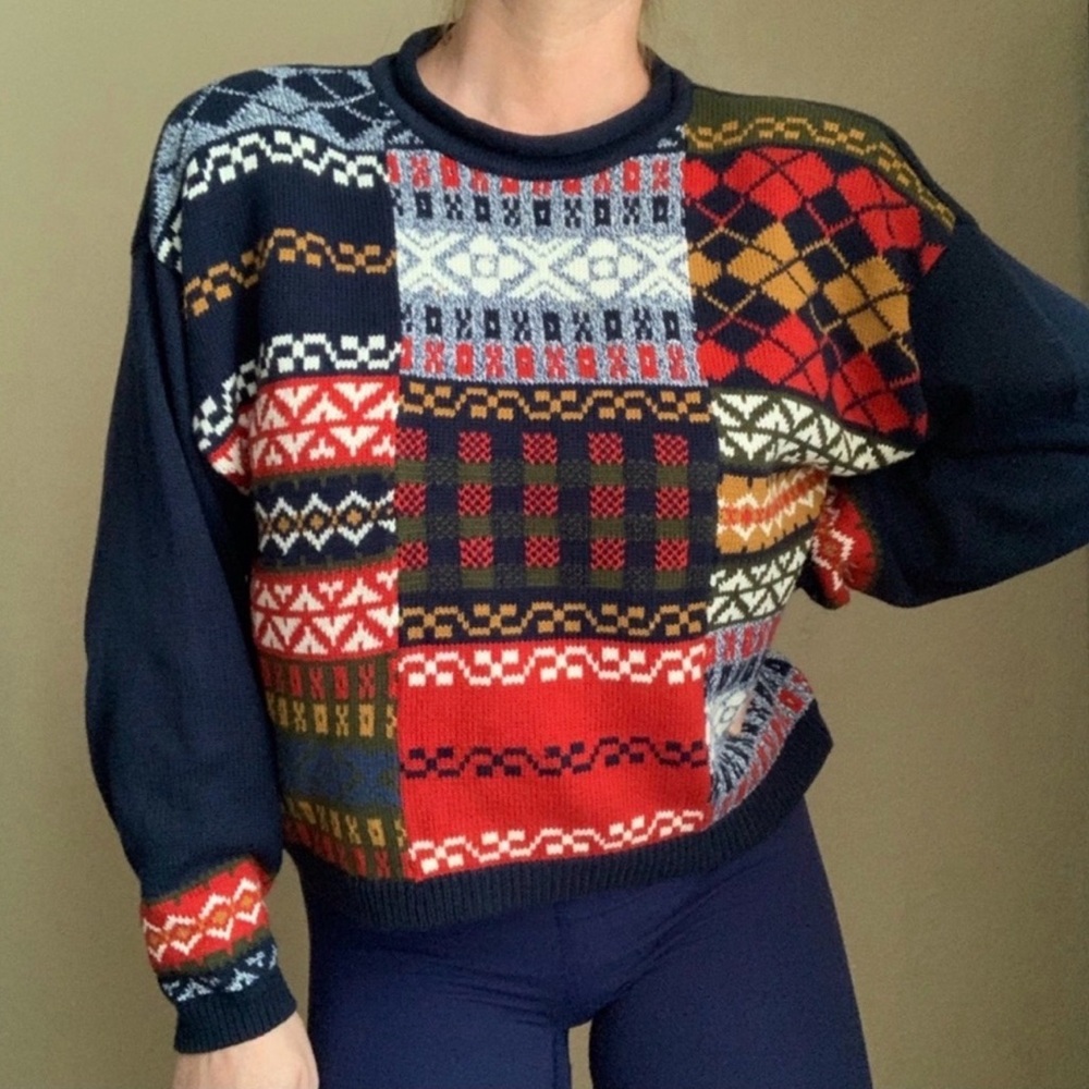 Vintage-Inspired Patchwork Sweater